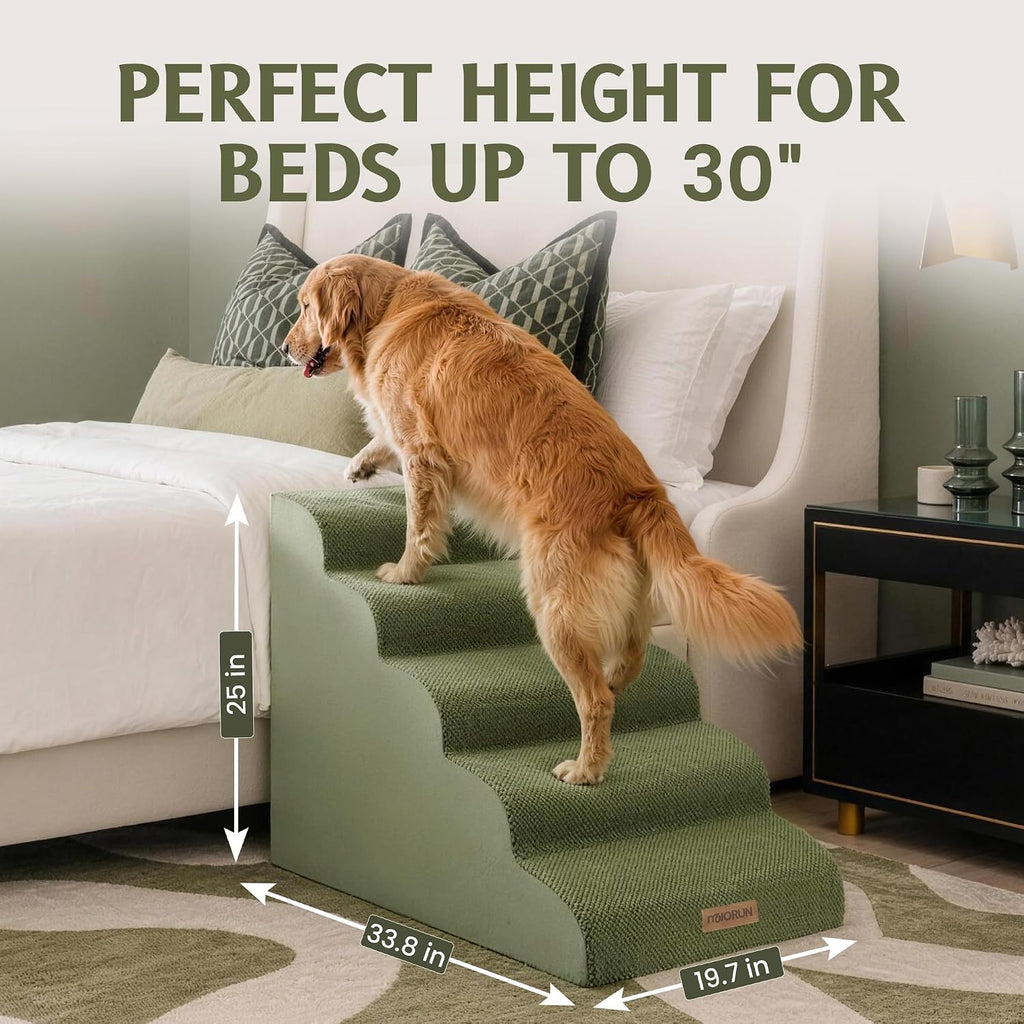 Miorun Extra Wide Dog Stairs for Large Dogs, 25" H Pet Steps for High Beds