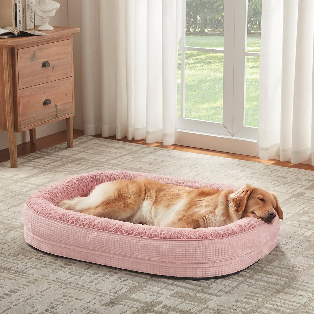 JOEJOY XL Orthopedic Dog Bed for Large Dogs, 360° Oval Bolster, 45"