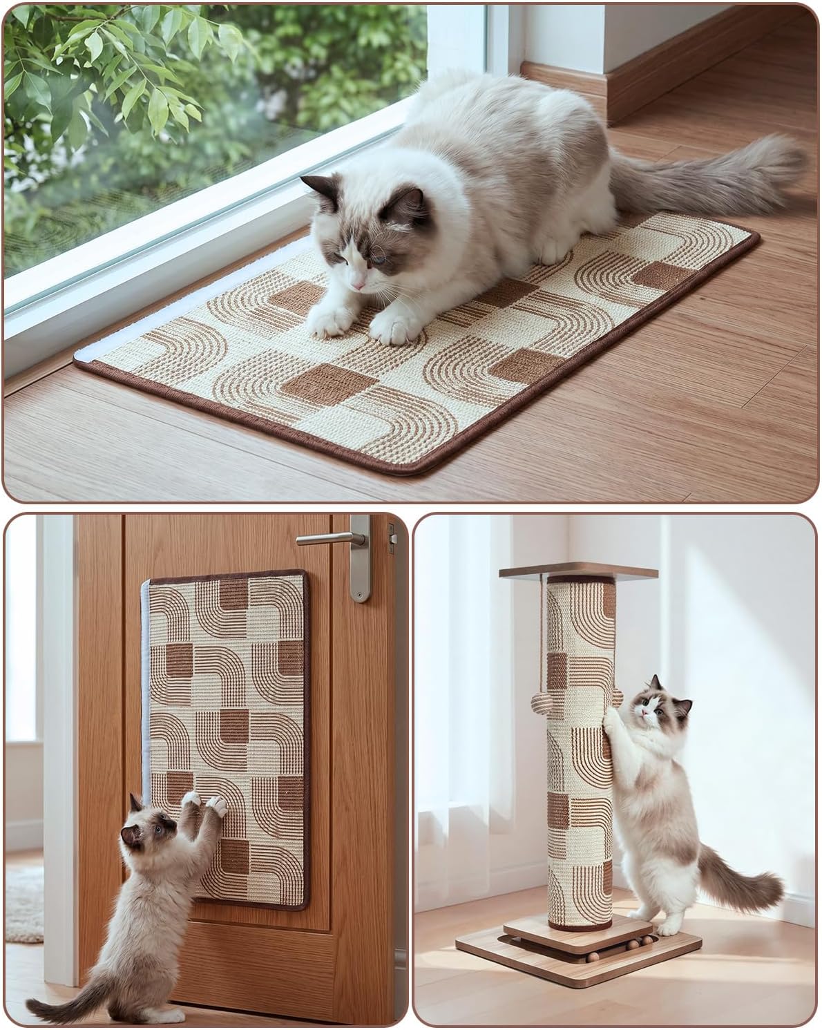 Odoland Cat Scratching Post Replace Mat Natural Sisal Scratcher Pad