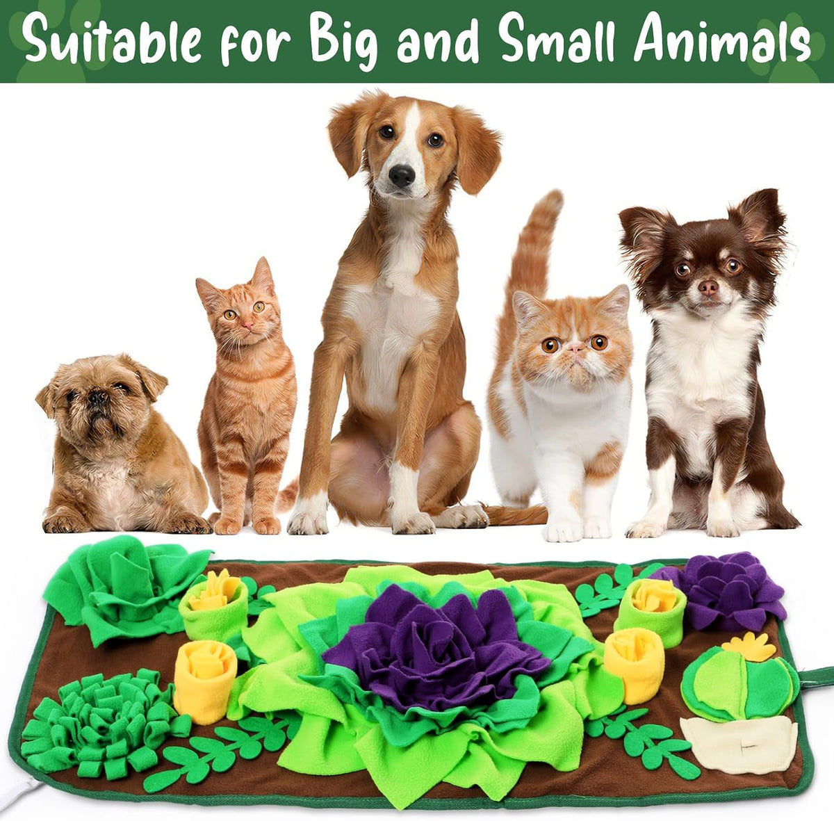 CiyvoLyeen Snuffle Mat for Small & Medium Dogs and Cats, 30.7''x 15.7'' Dog Feeder Puzzle Enrichment Game, Slow Eating Feeding Mat, Foraging Mat for Rabbit, Pig, Stress Relief Puppy Gift for Pet Lover