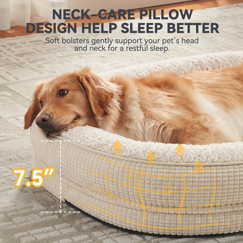 JOEJOY XXL Orthopedic Dog Bed for Large Dogs, 360° Oval Bolster, 48"