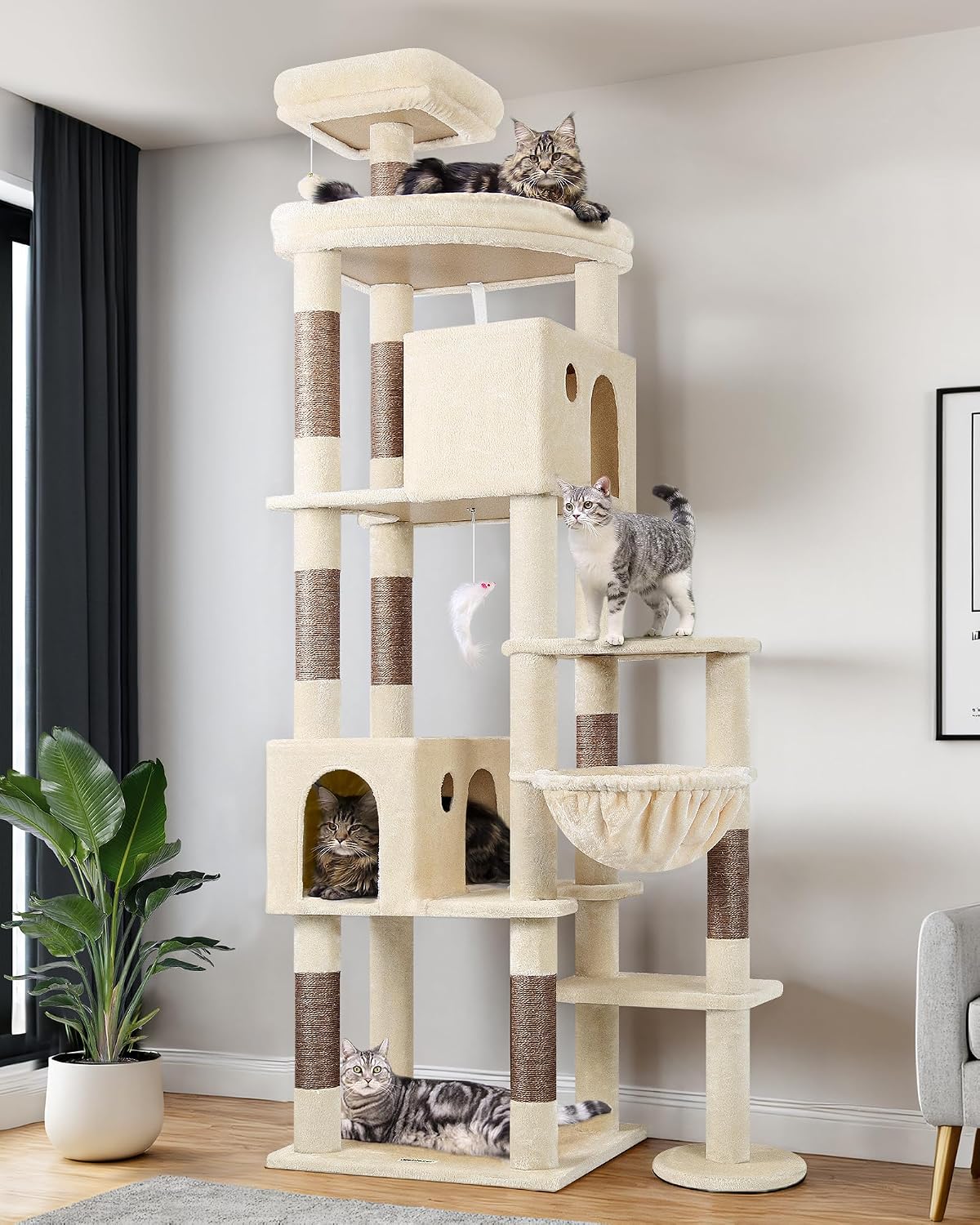 Globlazer Giant Cat Tree for Indoor Large Cats, 83in, F83, Beige