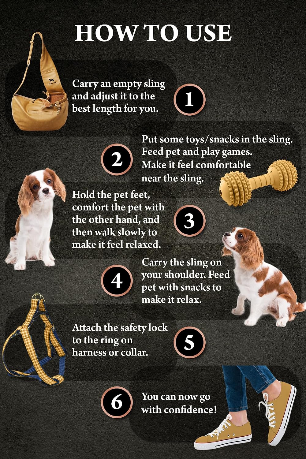 Noah & Paw Dog Sling Carrier for Small Dogs 5-18lb, Dog Sling for Small Dogs and Cats, Dog Carrier with Adjustable Padded Strap, Vegan Leather Lined with Fur, 3X Safety Features, Machine Washable