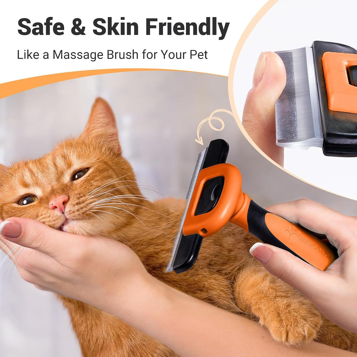 MIU COLOR Pet Grooming Brush, Deshedding Tool for Dogs & Cats, Orange | Effectively Reduces Shedding by up to 95%，Safe and Comfortable for Short Medium and Long Pet Hair
