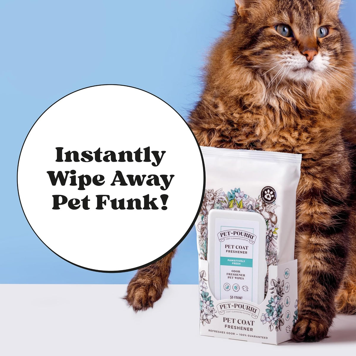 Pet-Pourri Pawsitively Fresh Deodorizing Pet Wipes, 50 Count