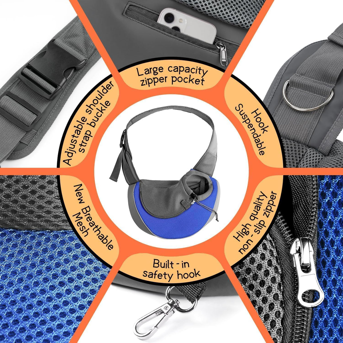 YUDODO Pet Sling Carrier for 5-9 lbs Small Dogs Cat Puppy Crossbody Carrier