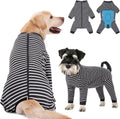 Dog Recovery Suit Full-Zipper After Post-Surgery Large Medium Dogs, Dog Bodysuit for Prevent Licking& Chewing Wounds Onesies Cone Alternative (Grey Stripe, X-Large)