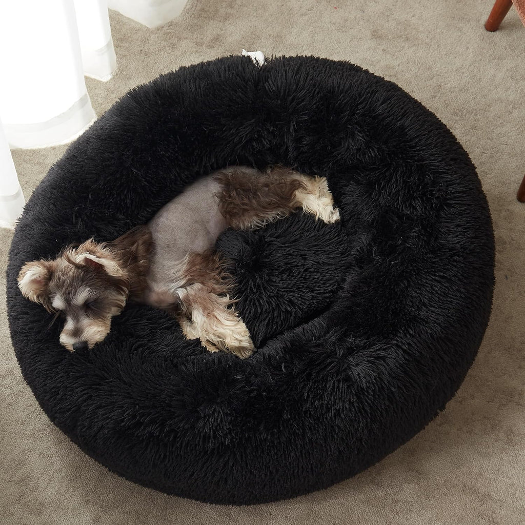 Western Home Calming Donut Small Dog Cat Bed Washable Puppy Bed,24" Black
