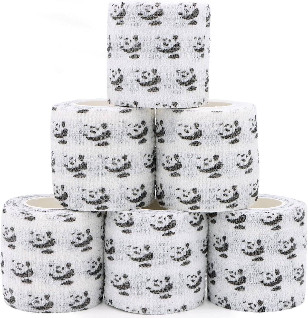 Self Adhesive Bandage Wrap Animal Cohesive Bandage Self Adherent Wrap First Aid Tape for Dogs Cats Horses Birds & Wrist Healing Ankle Sprain (2 Inch Panda 6 Rolls)