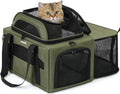 Pecute Top Expandable Airline Approved Pet Carrier for Cats, Olive Green
