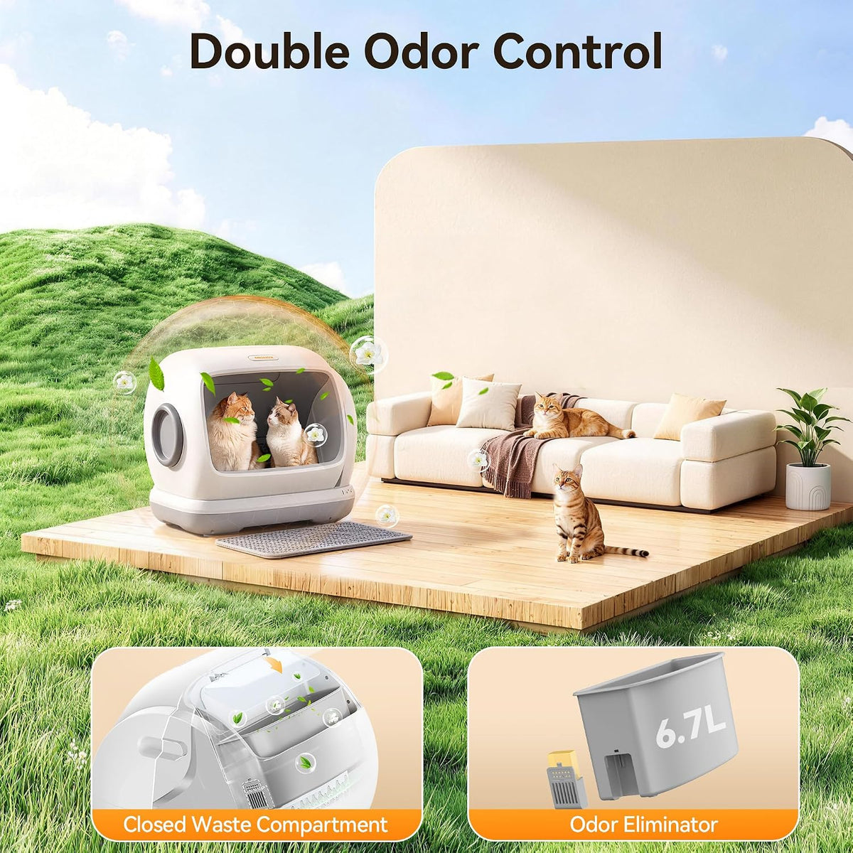 Meowant Large Space Automatic Litter Box for Multiple Cats