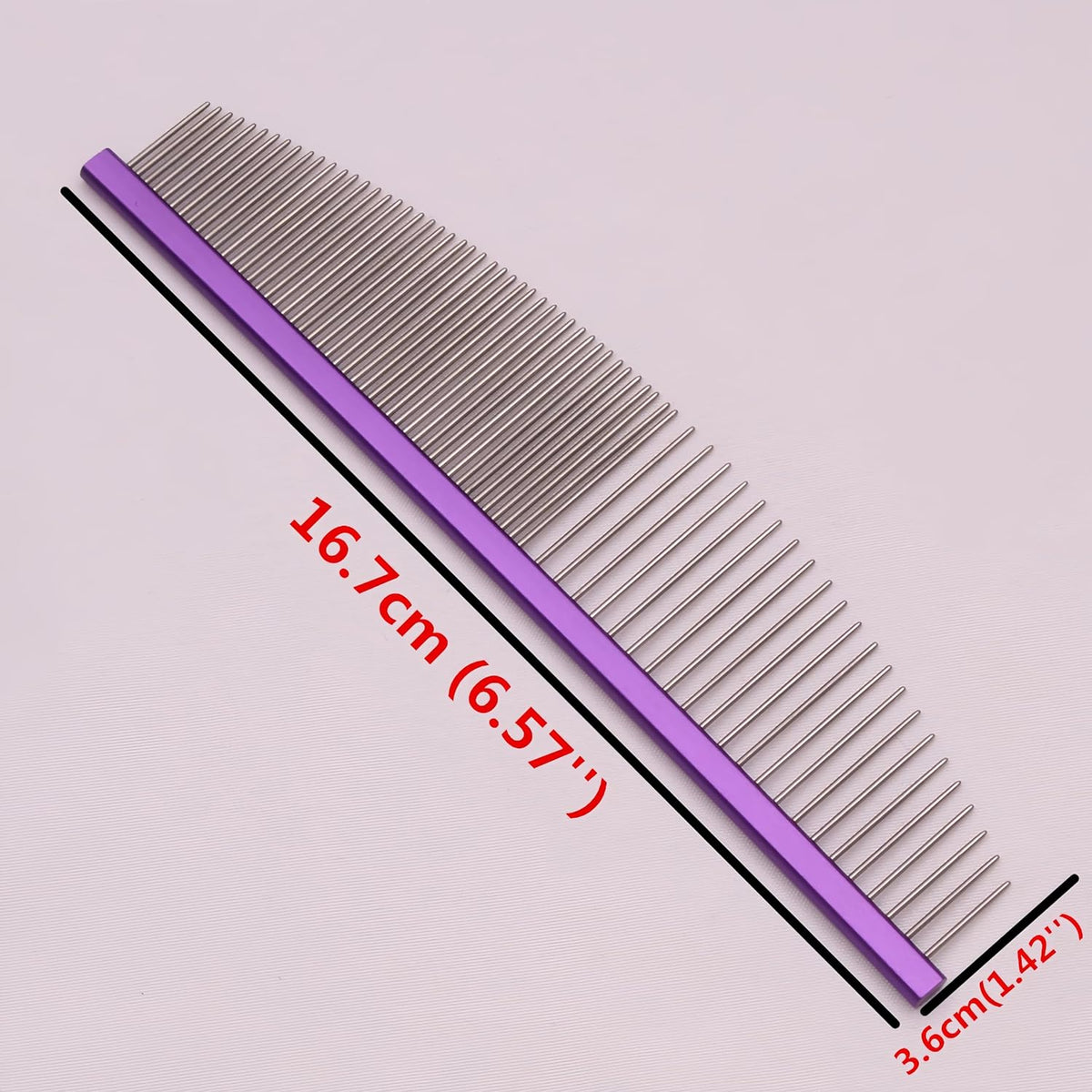 6.57" Crescent Dual-Tooth Wide/Fine Metal Pet Comb for Dogs & Cats