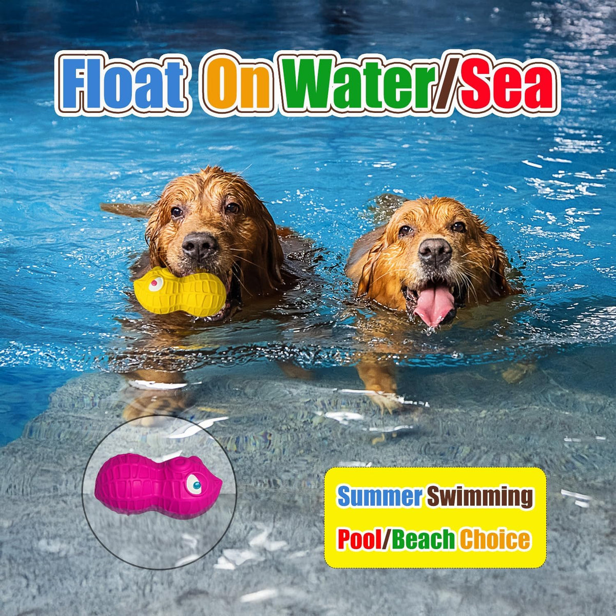 HOLYSTEED Squeaky Dog Toys for Large Dogs, Latex Peanut Dog Squeak Balls | 2.3"x2.5"x5.0" 3pcs, Cute Puppy Squeaky Balls for Dogs Big, Interactive Fun Natural Rubber Pet Toy for Indoor & Outdoor Play