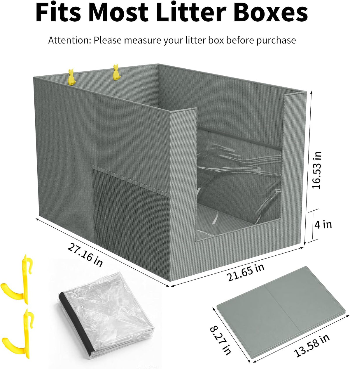 Litter Box Shield with Front Barrier, Cat Litter Box Enclosure Splash Guard