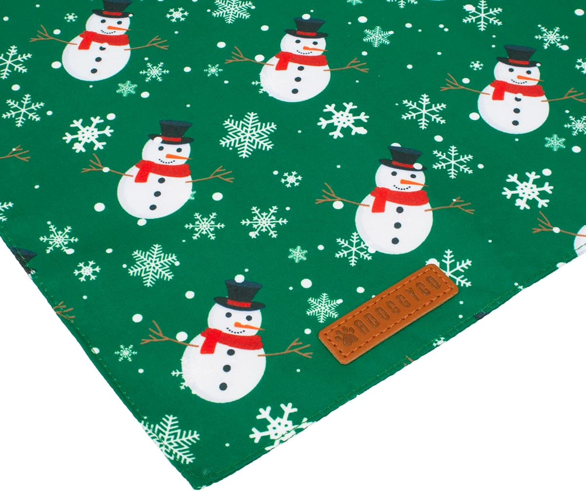 ADOGGYGO Christmas Dog Bandanas, Snowman Santa Xmas Pet Scarf, Multi Size Offered, Red Green Christmas Bandana for Extra Large Dogs Pets (X-Large)