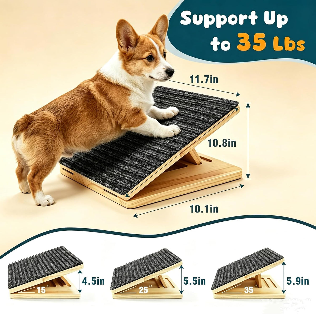 6-Pack Small Dog Ramp for Stairs, Adjustable Gentle Low-Angle Wooden Pet Stair Wedges, Non-Slip Carpet Surface, No Assembly Portable Sturdy Pet Steps for Small Dogs, Senior, Injured, Short-Legged