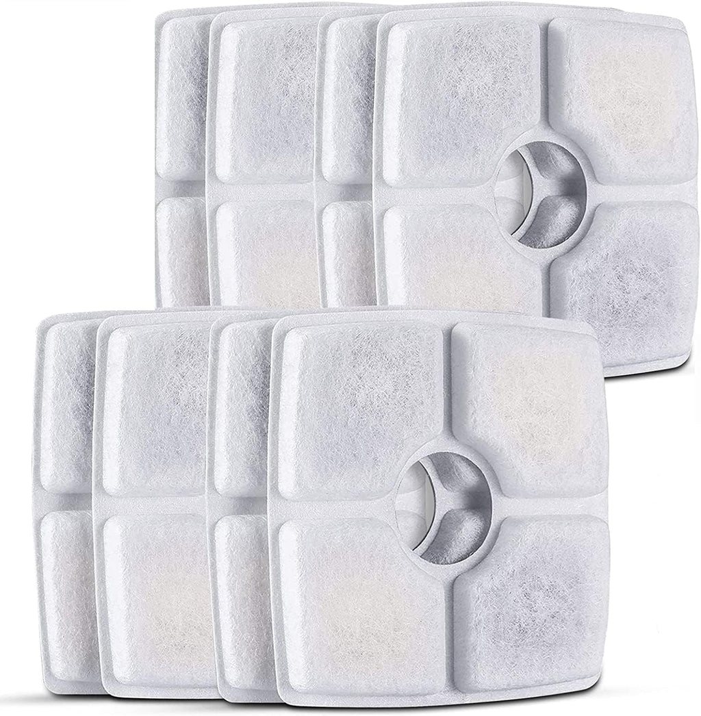 Cat Water Fountain Filters,8 Pack Replacement Filter Fit for Top Square 84oz/2.5L Cat Pet Fountain, 3 Filtration System