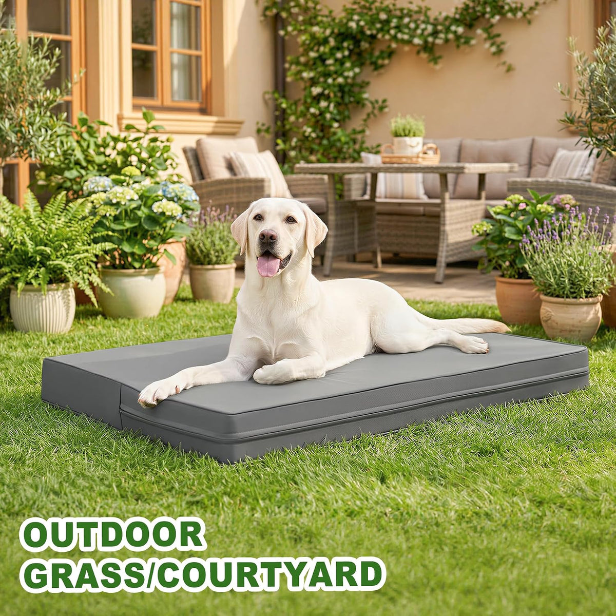 Waterproof Large Dog Bed Washable, Outdoor Wipeable Leather Pet Bed 36*27"