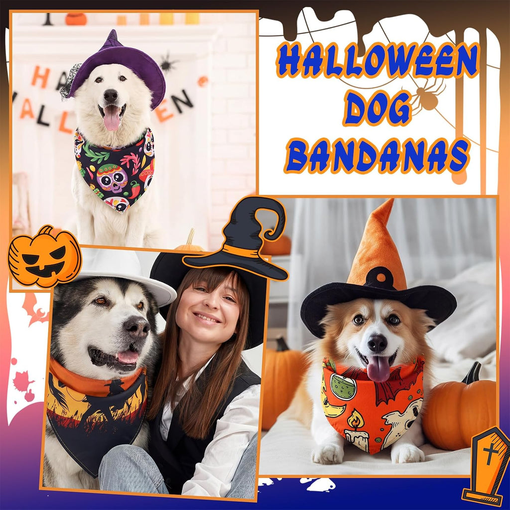 Huhumy 150 Pcs Halloween Dog Bandanas Bulk Bandanas for Medium Large Dogs