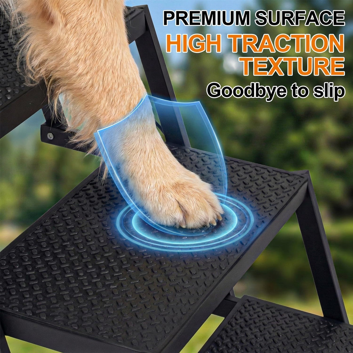 Dog Steps for Car, Truck, SUV, Dog Ramps for Cars with High Traction Surface, Portable Waterproof Dog Stairs for Large Dogs, Supports Up to 200 lbs, 6 Steps