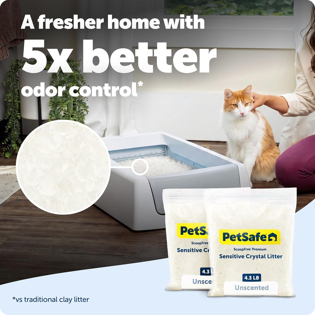 PetSafe ScoopFree Premium Crystal Litter, Fragrance Free, 4.3Lb Bag, 2 Pack