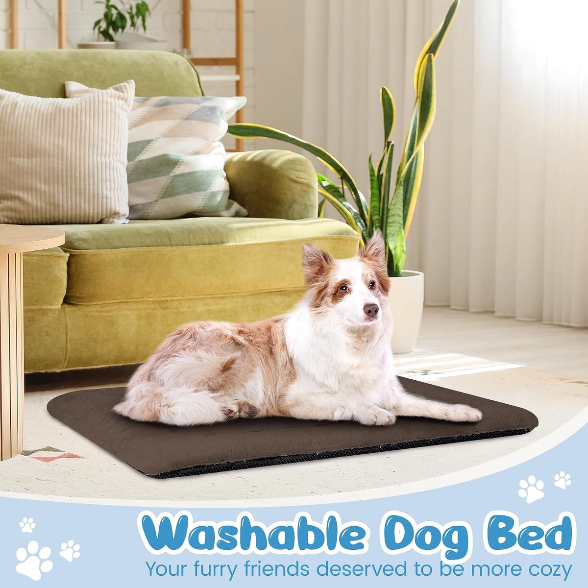 Dog Crate Pad, Washable Cozy Dog Bed Mat for Large Dogs 42"x28", Brown