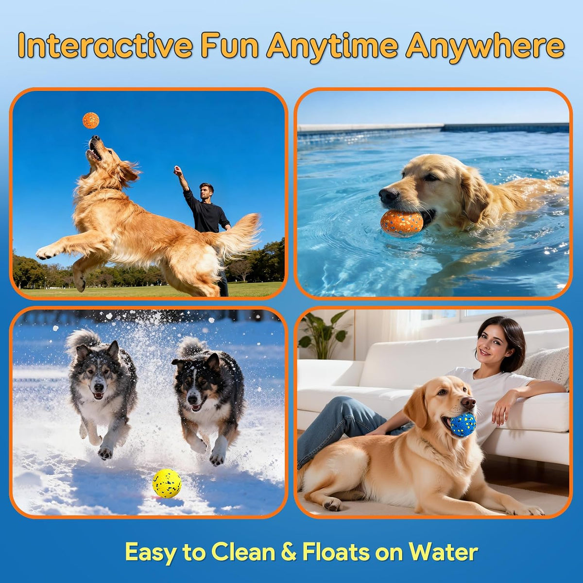 Kimee Dog Balls Tennis Balls Dog Chew Toys for Aggressive Chewers 3.15'' | 3Pcs Indestructible Dog Teething Chew Toys Floating Water Toy Fetch Ball for Large Medium Small Puppies, Indoor or Outdoor
