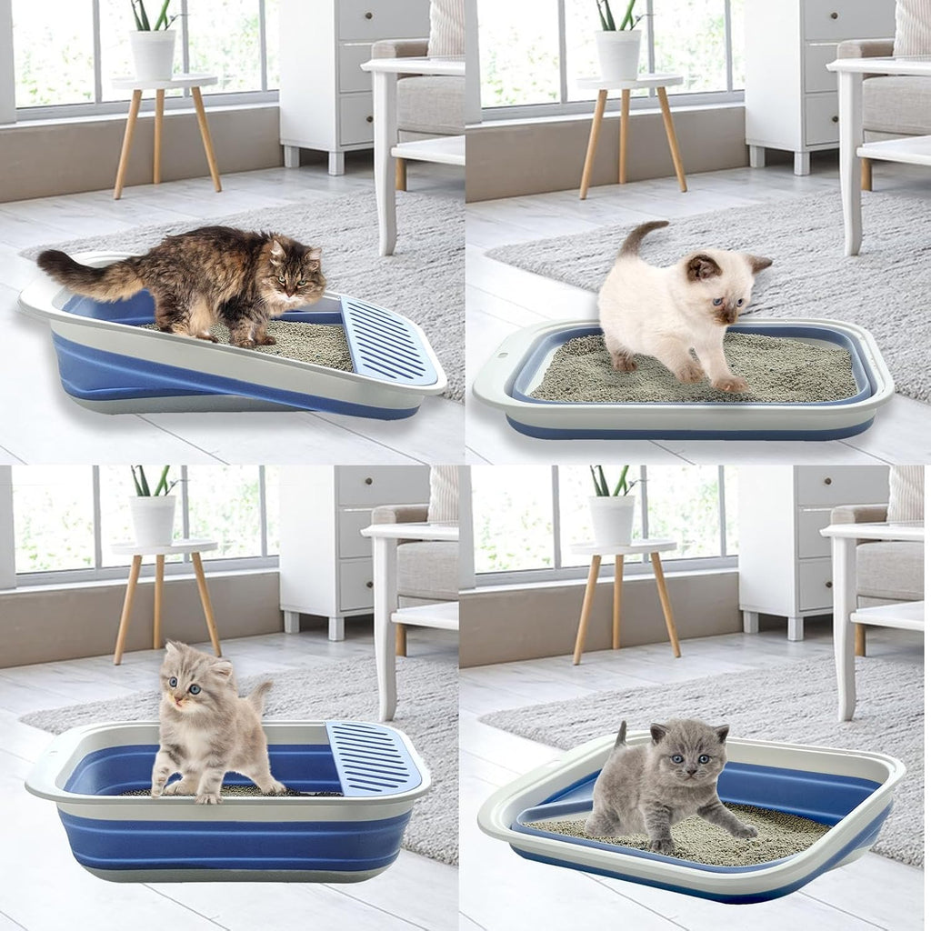 Low Entry Kitten Litter Box Collapsible Shallow Litter Box