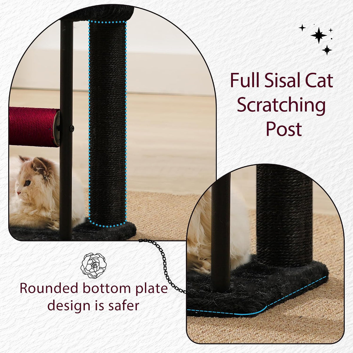Hey-brother Cat Tree, Sturdy Tower with Sisal-Wrapped Columns, MPJ010SBR