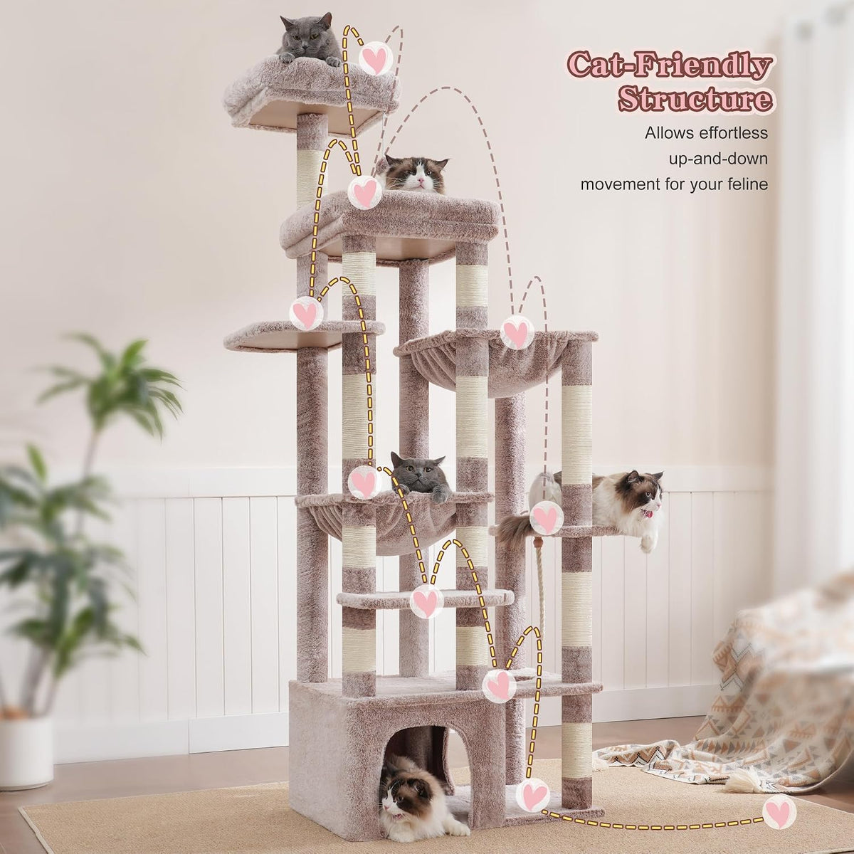 Heybly Cat Tree, 71-Inch Tall Cat Tower for Large Maine Coon Cats HCT037MU