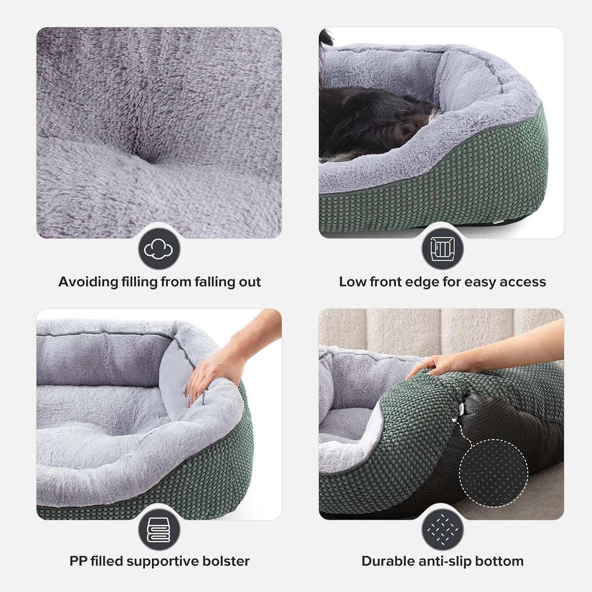 INVENHO Small Dog Bed Orthopedic Warming Soft Calming Sleeping Durable with Anti-Slip Bottom