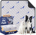 Washable Dog Pee Pads, Non-Slip Waterproof, 24 x 36 in, 2 Pack, Dolphin | Super absorbent, waterproof and non-slip; washable, reusable dog pads for crates, playpens, floors, furniture and travel