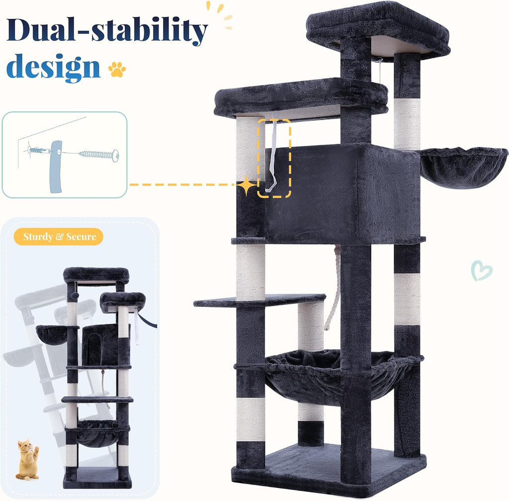Hey-brother Cat Tree Tower for Indoor Corner with Spacious Condo, MPJ062G