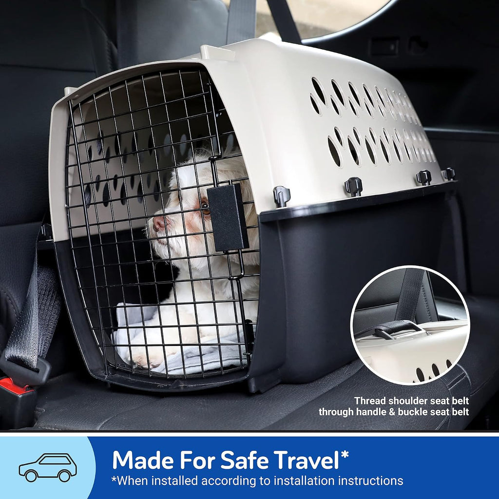 Petmate Vari Dog Kennel, Carrier, 10 to 20lbs, 24in, Taupe and Black