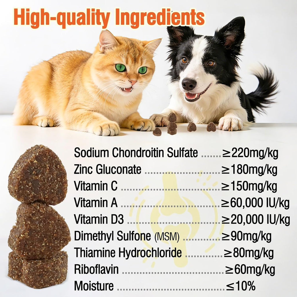 Hip & Joint Health Supplement for Dogs and Cats（150 Chews）,Contains Glucosamine, Plus Chondroitin and MSM, Supports Healthy Joints, for All Breeds and Sizes
