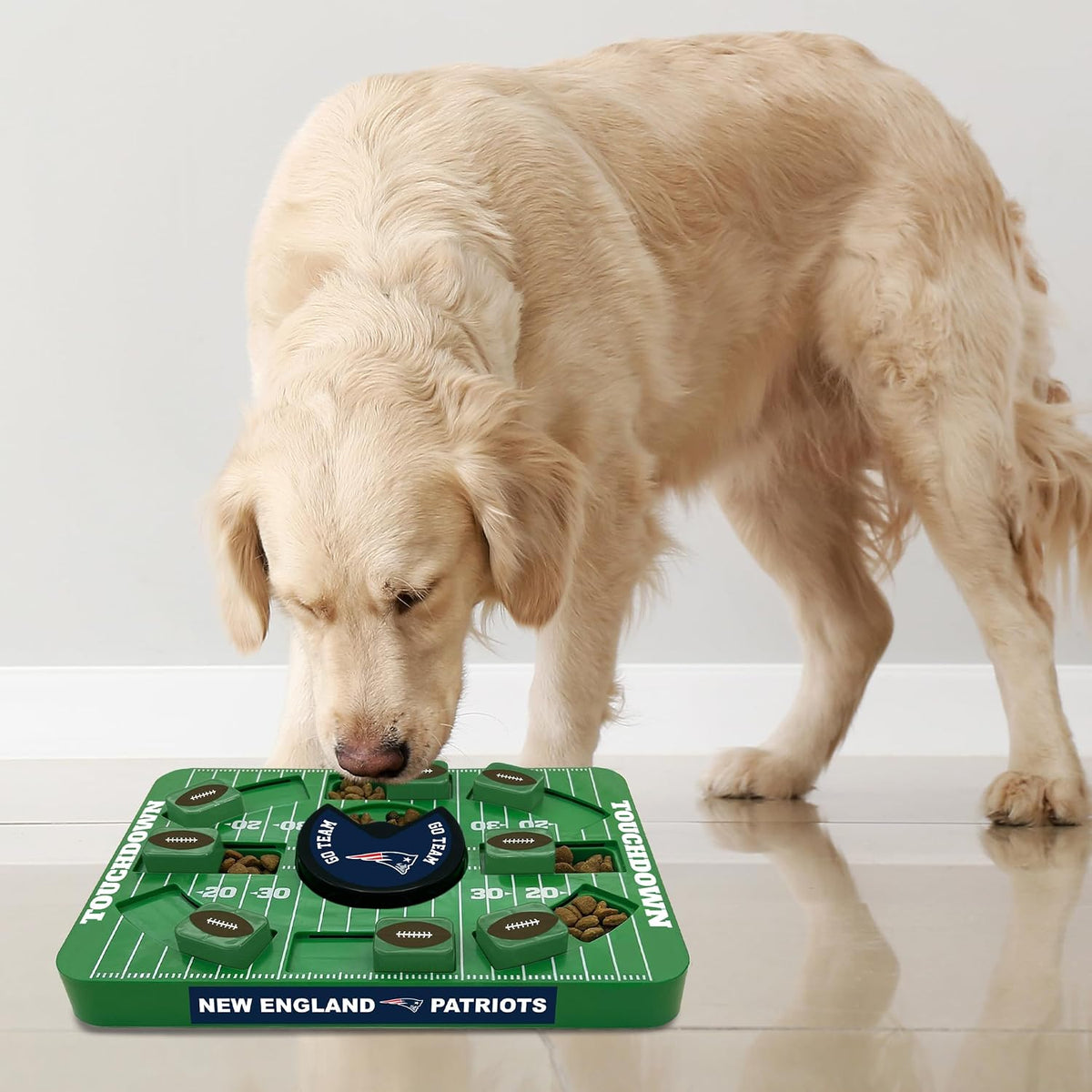 Pets First NFL New England Patriots Large Puzzle Toy for Dogs, Slow Feeder Board for Pets, New Bigger Size, Interactive Doggie Treat Toy
