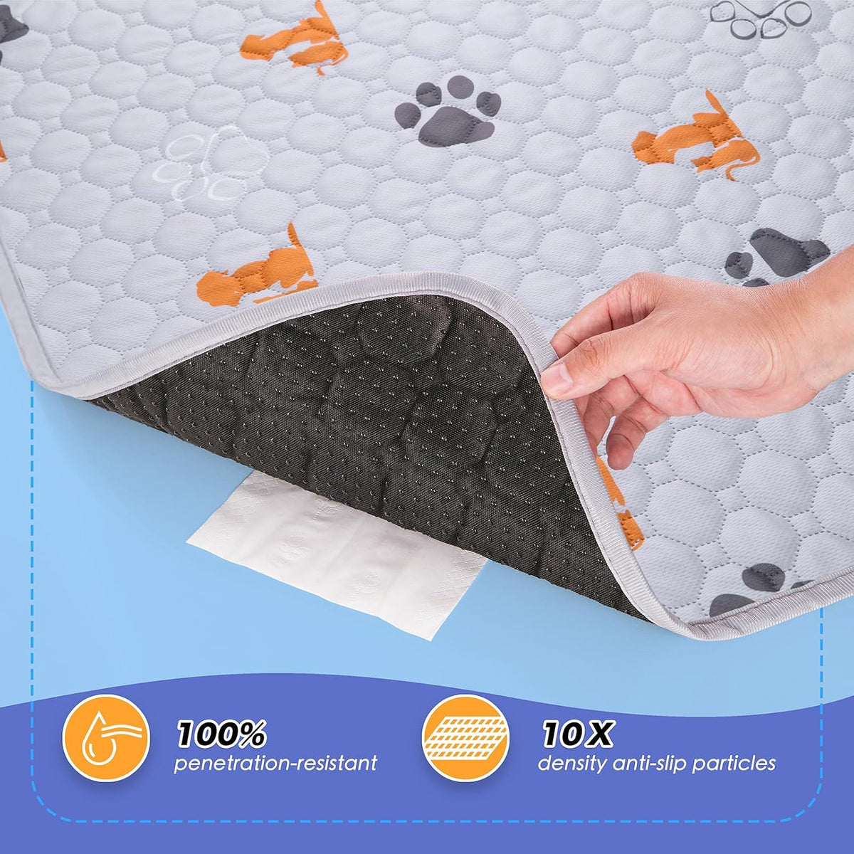 WanpeeGoo Washable Pee Pads for Dogs, Waterproof, 24 x 48 in, 2 Pack, Orng | Super Absorbent, Waterproof and Non-Slip; Washable, Reusable Dog Pads for Crates, Playpens, Floors, Furniture and Travel