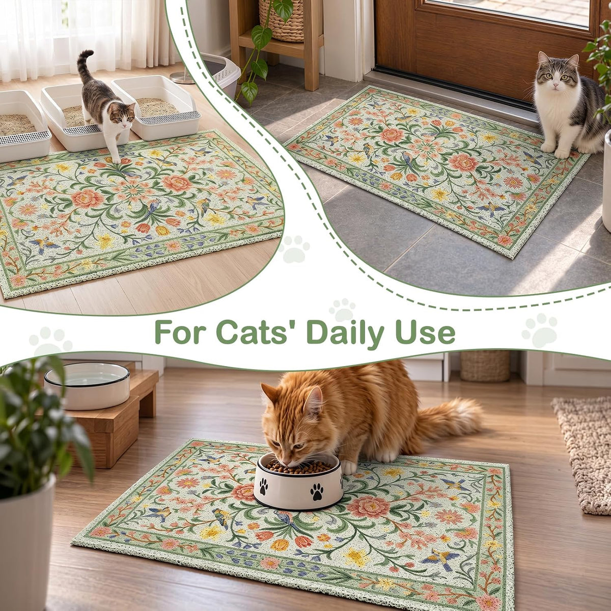 Unicorn Catcher 24"x15" Cat Litter Mat Non-Slip Washable Litter Box Mat