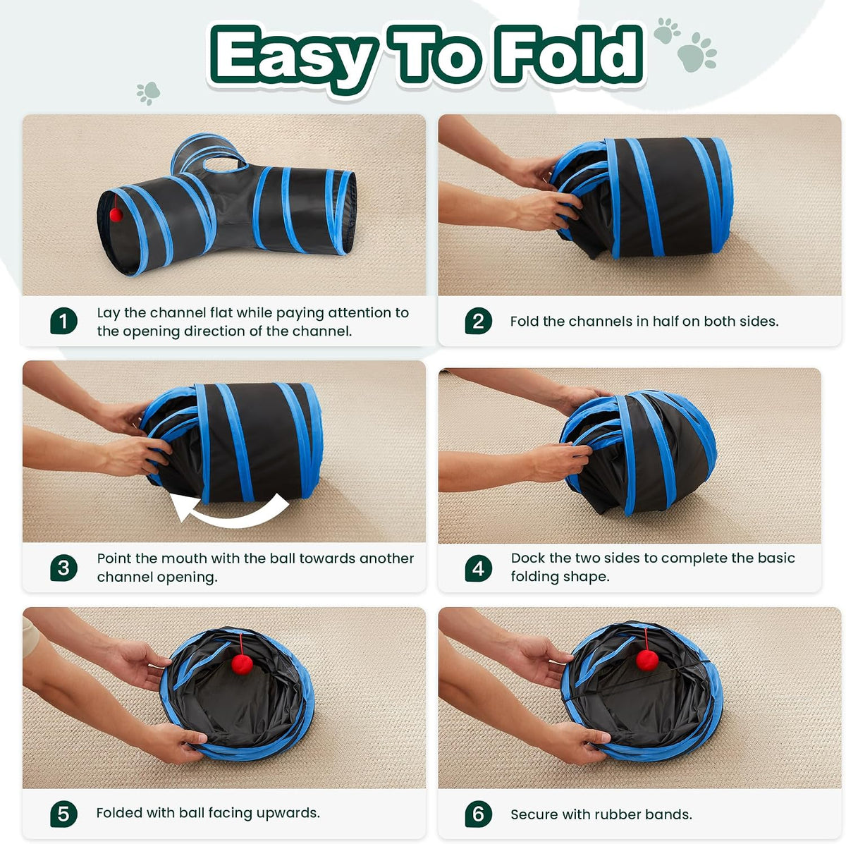 Love's cabin Cat Tunnel for Indoor Cats, 3-Way Collapsible Play Tunnel