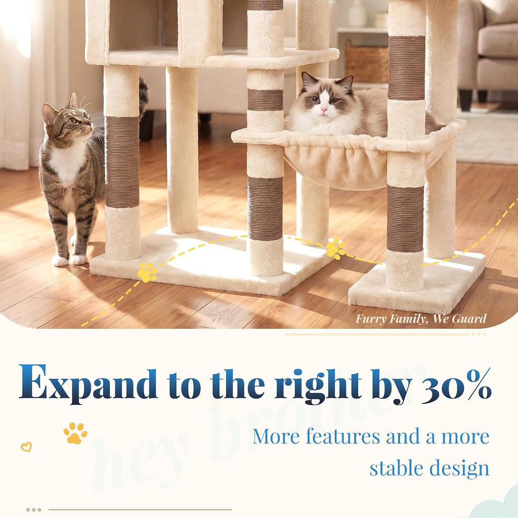 Hey-brother Cat Tree Tower, Wide Base, 5 Platforms for Multi-Cats, MPJ074MJ