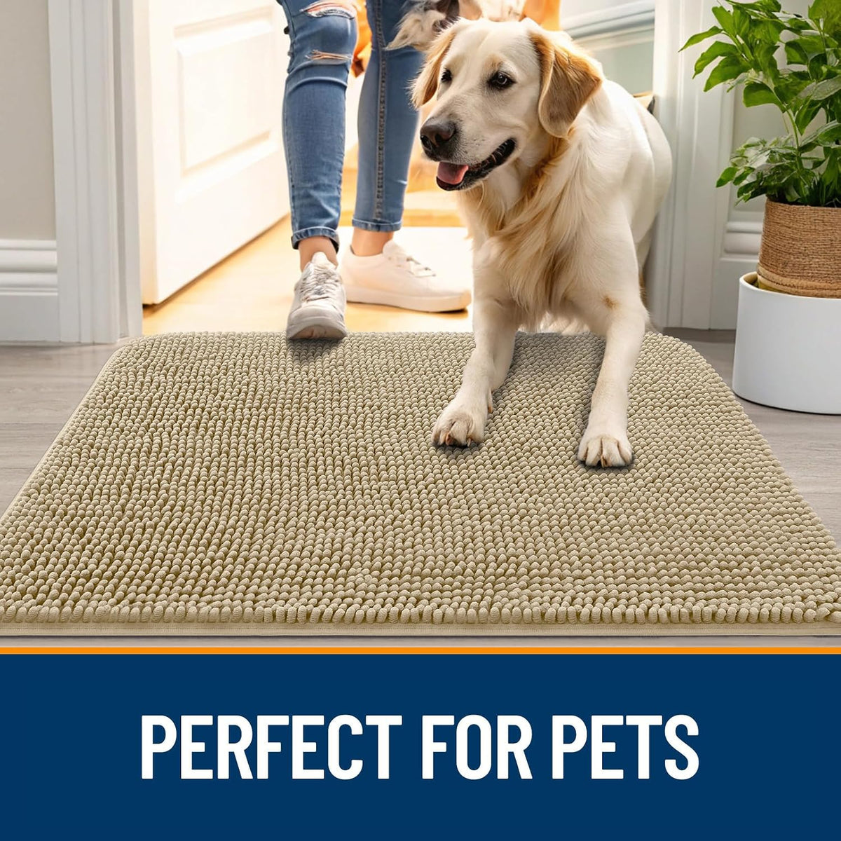 OLANLY Dog Door Mat for Muddy Paws 59x35, Super Absorbent Chenille Mud Mat