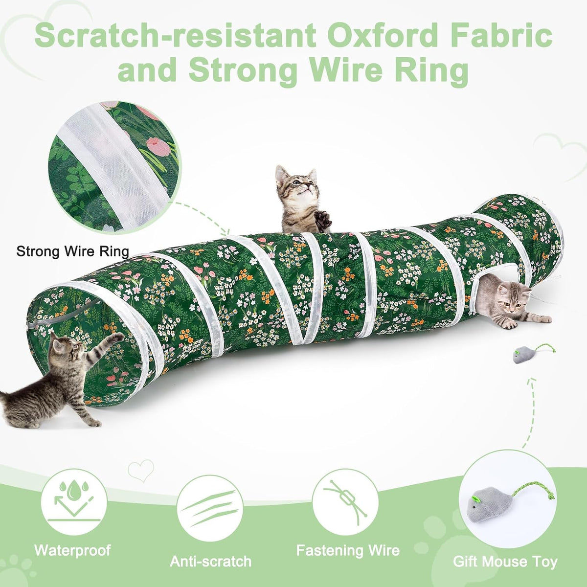 Glittme S-Shape Cat Tunnel, Foldable Cat Tunnels for Indoor Cats