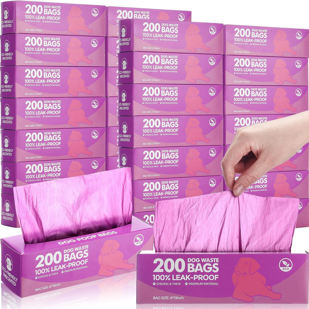 Harloon 6000 Ct Dog Poop Waste Bags, 30 Rolls Refills,Purple,12 X 8 Inches | Bulk Waste Bags for Walking Travel Park, Extra Thick Leak Proof, Doggie Poop Waste Bag Rolls Fit Dispensers, Puppy Cleanup
