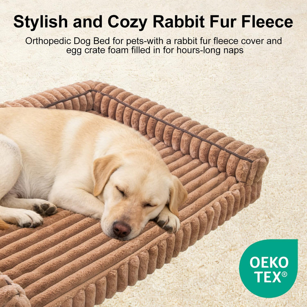 Waterproof Orthopedic Dog Bed for Large Dogs Brown