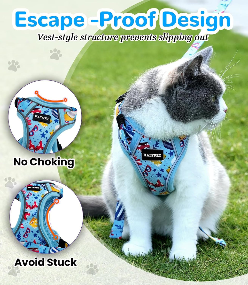 Halypet Cat Harness and Leash Set, Escape Proof Adjustable Harness