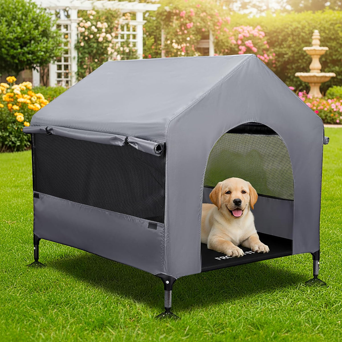 Dog House, 36” Large Dog House Outdoor Indoor Elevated Dog Cot Bed