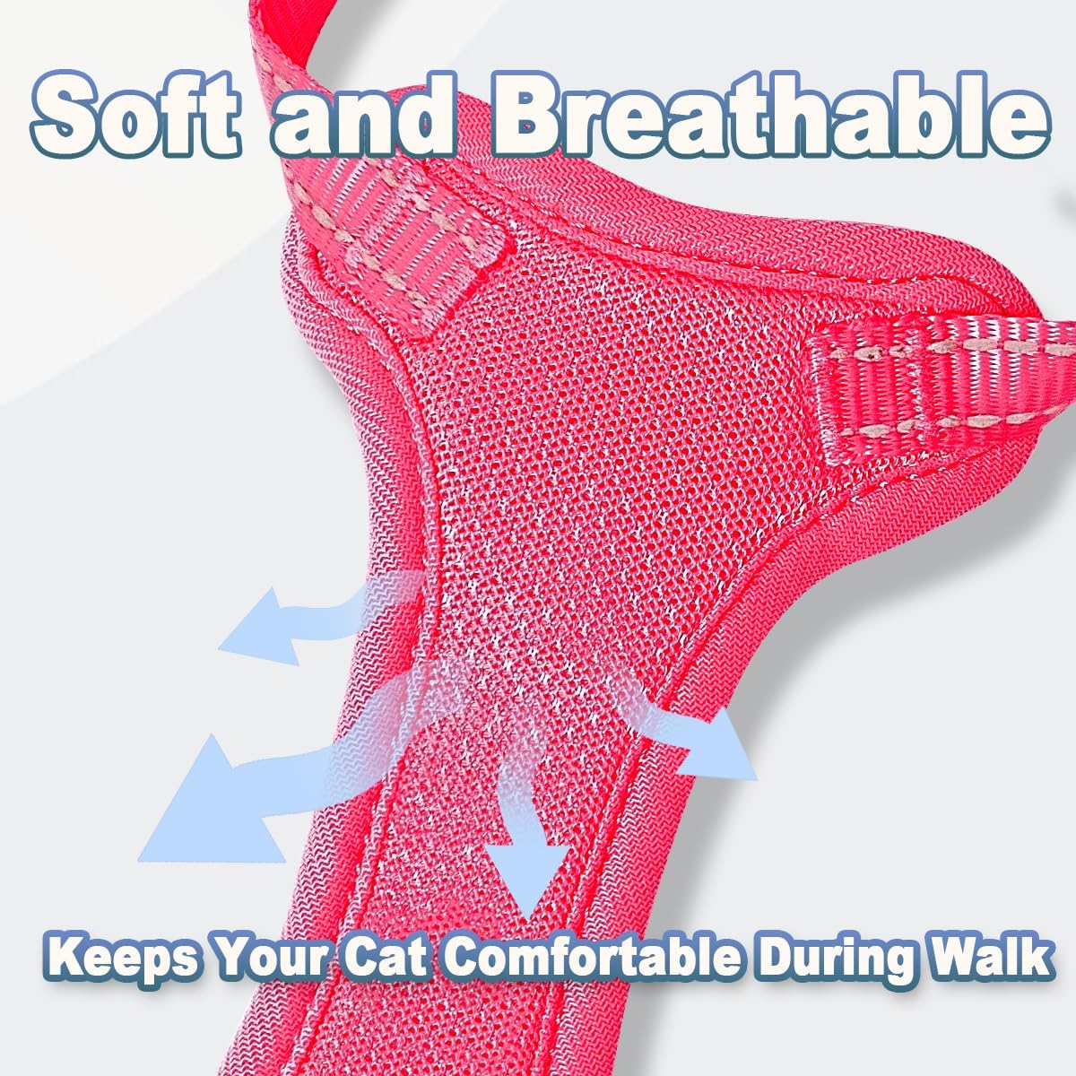 Cat Harness and Leash Set Escape Proof for Kitten Walking, Soft Adjustable Top Handle Vest Harnesses for Cats, Easy Control Breathable Reflective Small Medium Large, Pink, M