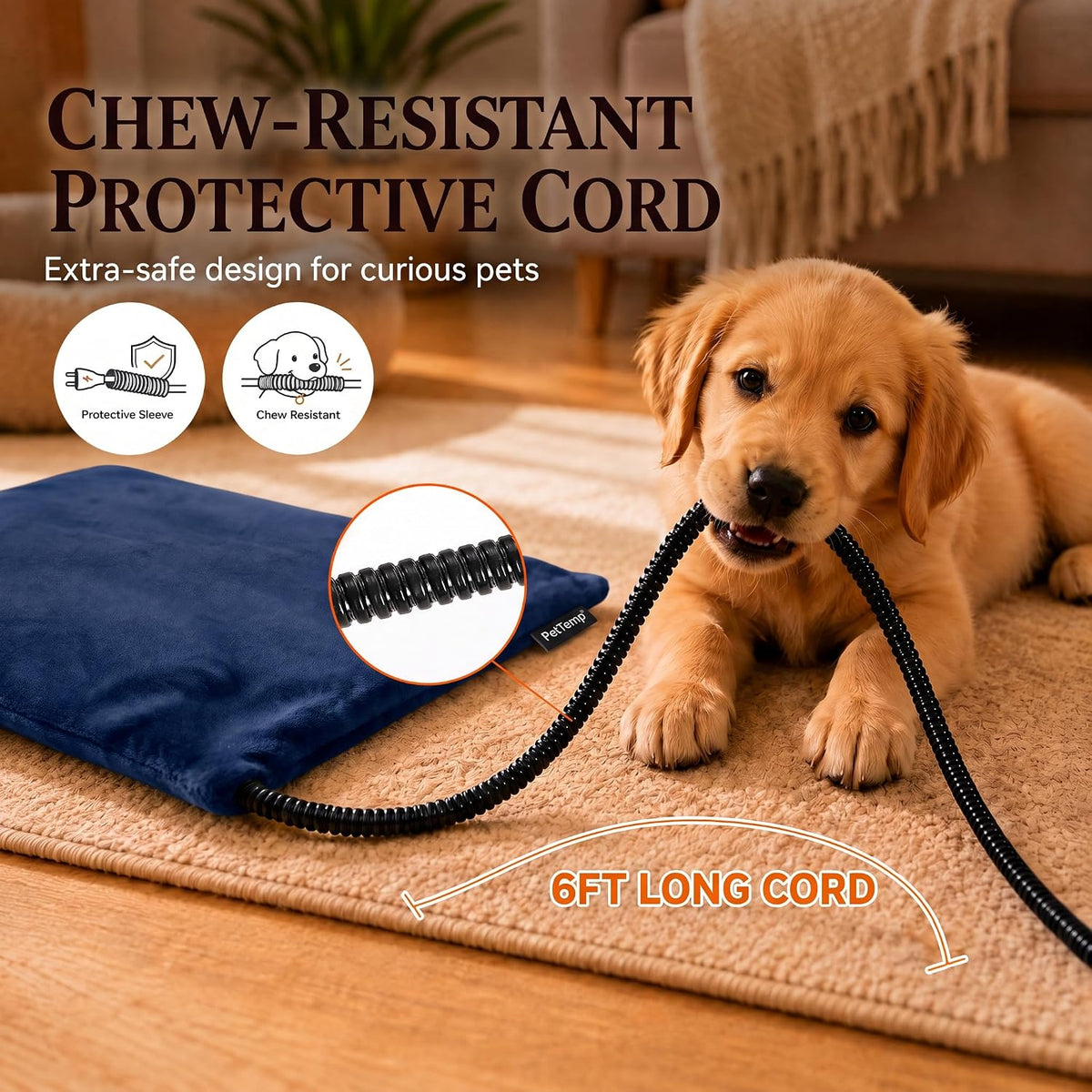 Dog Heating Pad, Heated Cat&Dog Bed, Safety Listed, Constant Warmth, Blue