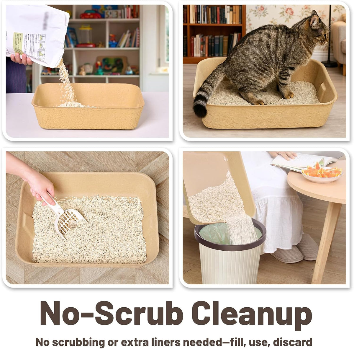 10 Pack Disposable Cat Litter Boxes, Leak-Proof Cardboard Litter Trays