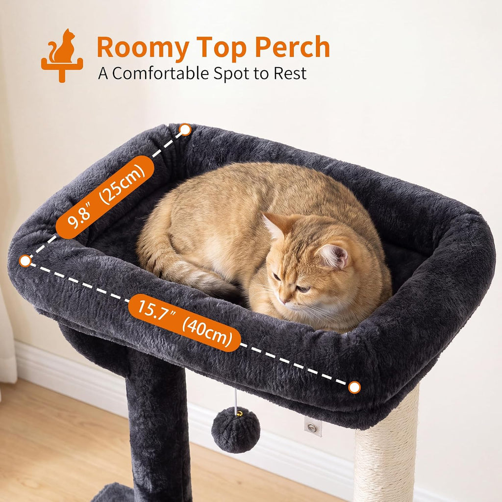 Heybly Cat Tree, 40" Tower with All-Sisal Wrapped Scratching Post HCT006SG